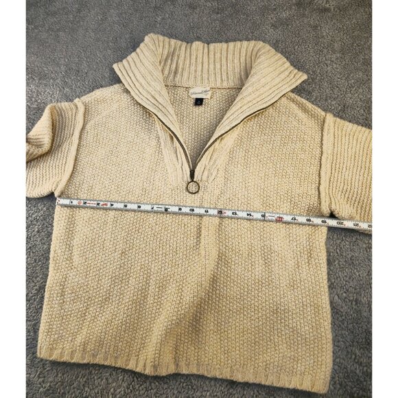 Universal Thread Womens Beige Knit Pullover Sweater With Half-Zip & High Collar - Picture 7 of 10